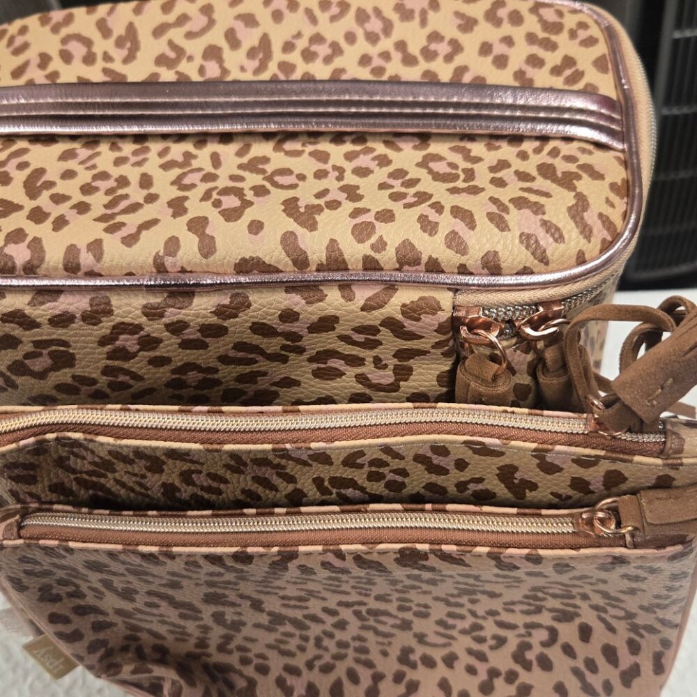 Cheetah Print Train Case & Clutch Set includes extra makeup bags and a brush set - Picture 2 of 8